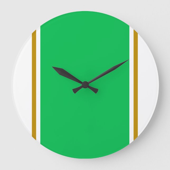 Grande Horloge Ronde Sporty Pretty Green White Vertical Racing Stripes (Recto)