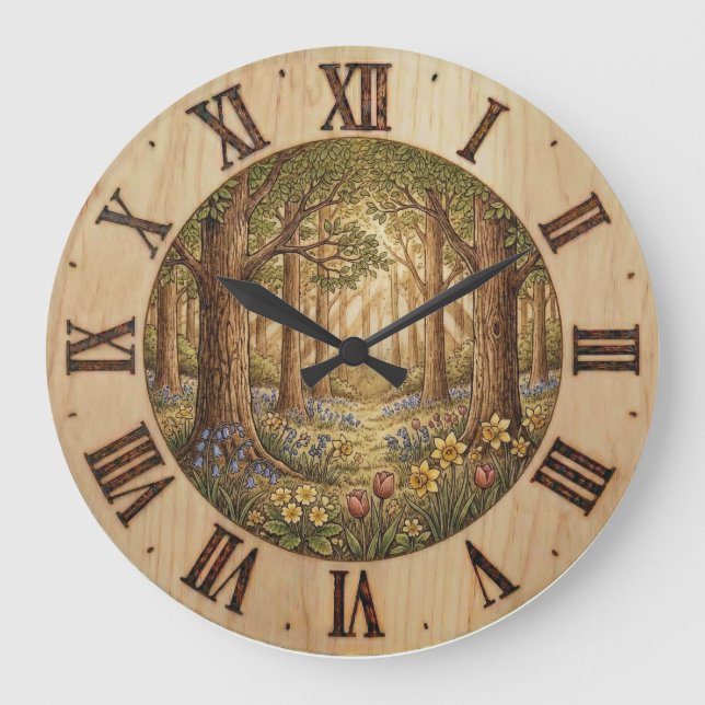 Grande Horloge Ronde Spring Forest - Wall Clock (Recto)
