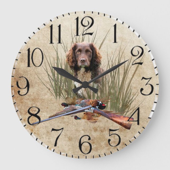 Grande Horloge Ronde Sprocker Spaniel Tapestry Poster Triptyque Acryliq (Recto)