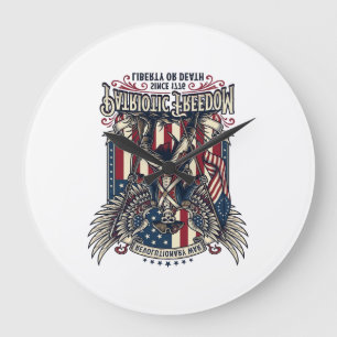 Grande Horloge Ronde Squelette de guerre révolutionnaire patriotique so