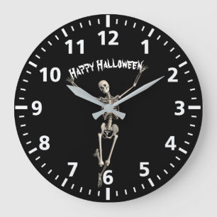 Grande Horloge Ronde Squelette de Halloween