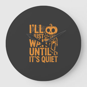 Grande Horloge Ronde Squelette drôle d'Halloween en attente de concepti