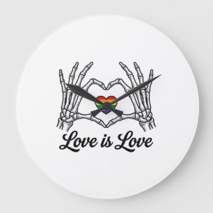 Grande Horloge Ronde Squelette Mains Arc-en-ciel Cœur Amour Est Amour C