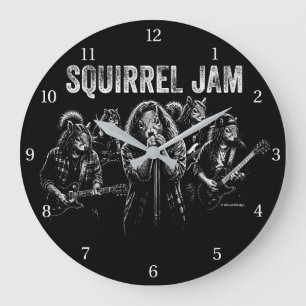 Grande Horloge Ronde Squirrel Jam - Parodie de groupe de rock vintage d
