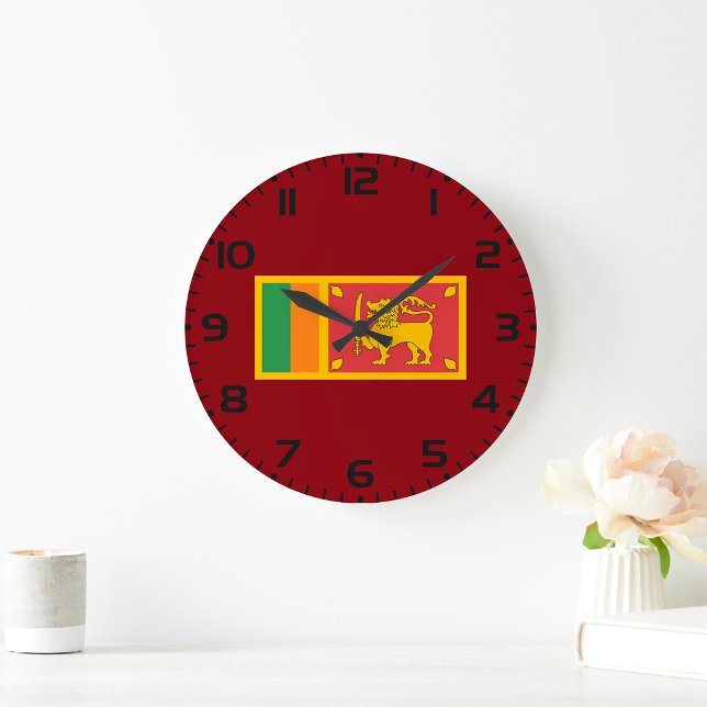 Grande Horloge Ronde Sri Lanka National Flag Lion Symbol (Créateur téléchargé)