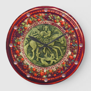 GRANDE HORLOGE RONDE ST GEORGE, BRONZE DE DRAGON MÉDALLION FLORAL CROWN