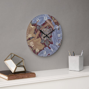 Grande Horloge Ronde St. James Acanthus Leaf Motif par William Morris