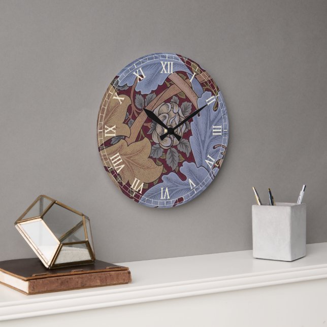 Grande Horloge Ronde St. James Acanthus Leaf Motif par William Morris (Bureau)