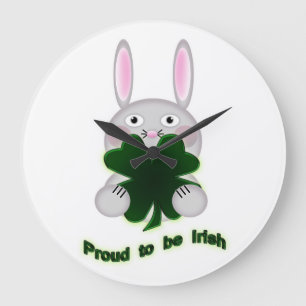 Grande Horloge Ronde St. Patricks Bunny Fier d'être Shamrock irlandais