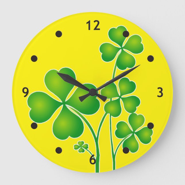 Grande Horloge Ronde St. Patrick's Day Clover / Shamrocks + vos idées (Recto)