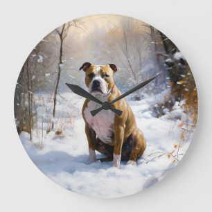 Grande Horloge Ronde Staffordshire américain Noël Let It Snow