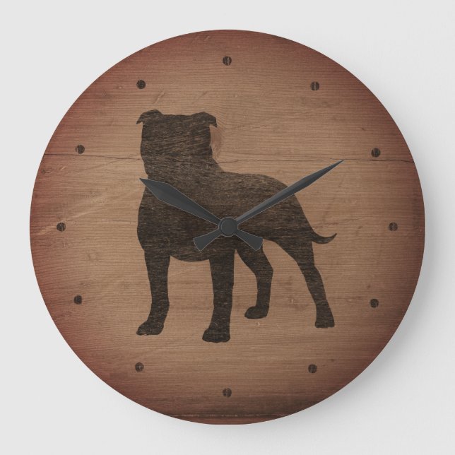 Grande Horloge Ronde Staffordshire Bull Terrier Silhouette (Recto)