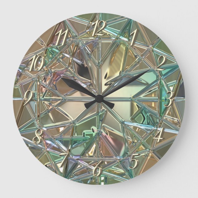 Grande Horloge Ronde Stained glass look colorful abstract (Recto)