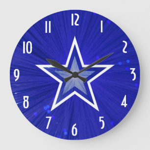 Grande Horloge Ronde Star Bleu foncé 'Numbers'