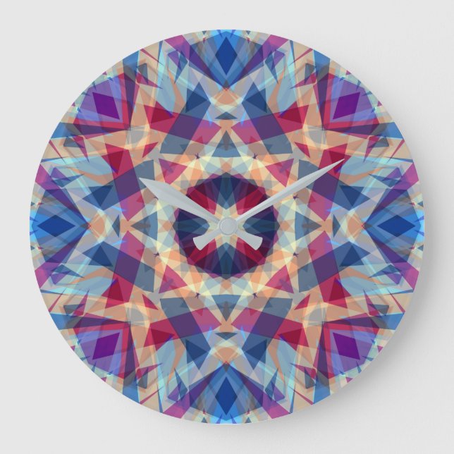 Grande Horloge Ronde Star de Noël Jolly Bleu amusant violet brillant Ja (Recto)