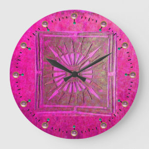 Grande Horloge Ronde STAR DU MATIN, Fuchsia Rose violet