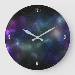 Grande Horloge Ronde Starfield avec poussière cosmique multicolore