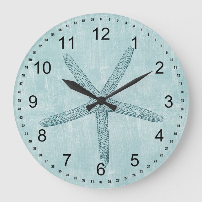 Grande Horloge Ronde Starfish bleu (Recto)