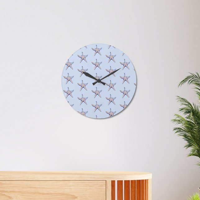 Grande Horloge Ronde Starfish Motif Beach House Marine (Créateur téléchargé)