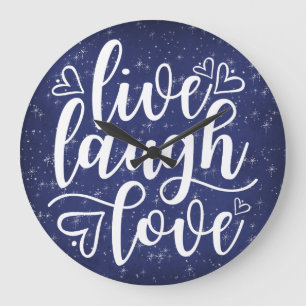 Grande Horloge Ronde Starry Night Navy Live Rire Amour Dire Mur