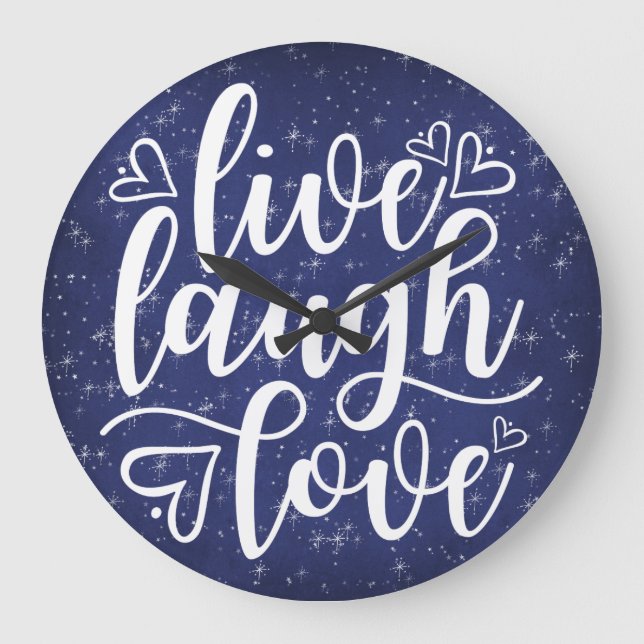 Grande Horloge Ronde Starry Night Navy Live Rire Amour Dire Mur (Recto)