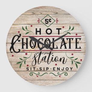 Grande Horloge Ronde Station de chocolat chaud à l'aspect vintage en bo
