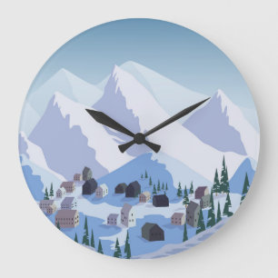 Grande Horloge Ronde Station de ski : Paysage de montagne Vintage