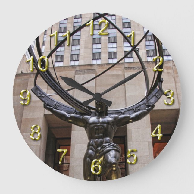 Grande Horloge Ronde Statue d'atlas, centre de Rockefeller, NYC (Recto)