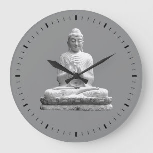 Grande Horloge Ronde Statue du Bouddha blanc