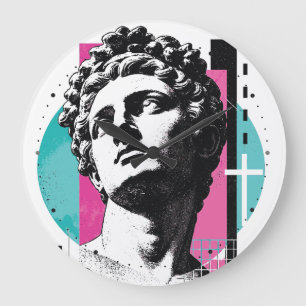 Grande Horloge Ronde Statue grecque rétro Jésus brutaliste Colossiens 2