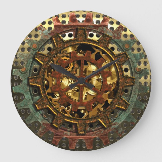 Grande Horloge Ronde Steampunk 11A Image Options Wall Clock (Recto)