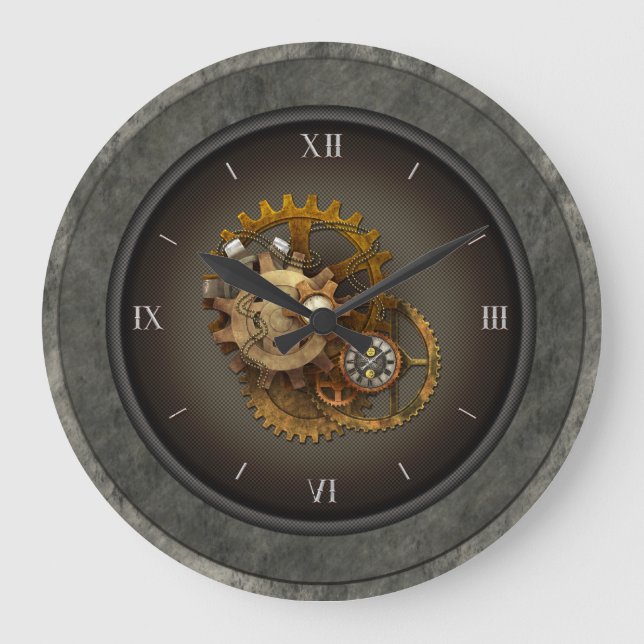 Grande Horloge Ronde SteamPunk Clocks & Cogs (Recto)
