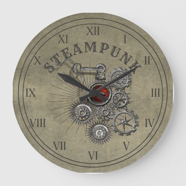 Grande Horloge Ronde Steampunk Gears Clockwork Graphic  (Recto)