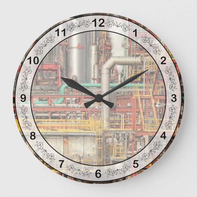 Grande Horloge Ronde Steampunk - Illusion industrielle (Recto)