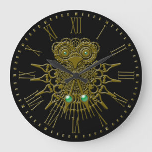 Grande Horloge Ronde Steampunk Owl