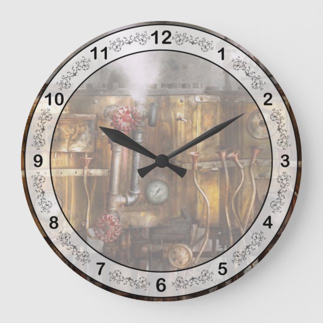 Grande Horloge Ronde Steampunk - Plomberie - Distition (Recto)
