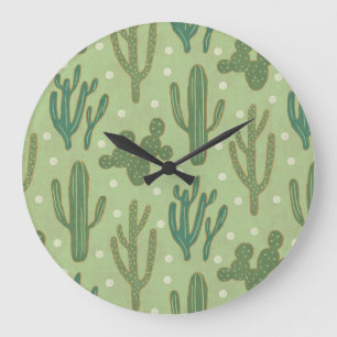 Grande Horloge Ronde Step de Southwest   Cactus Pattern