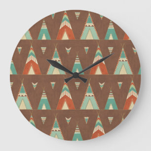 Grande Horloge Ronde Step de Southwest   Teal Teepee