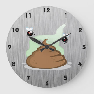 Grande Horloge Ronde Stinky poo; métal look