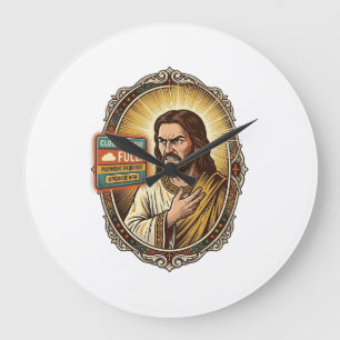 Grande Horloge Ronde Stockage en nuage de Jésus plein avertissement Pay