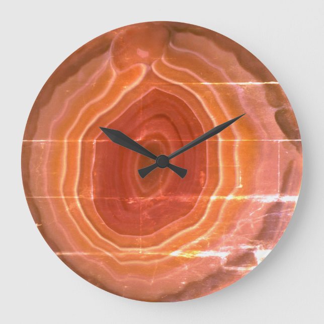 Grande Horloge Ronde Stone orange contemporain (Recto)