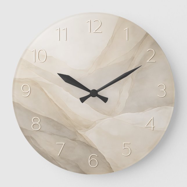 Grande Horloge Ronde Stone Quiet — Minimalist Embossed Numeral (Recto)