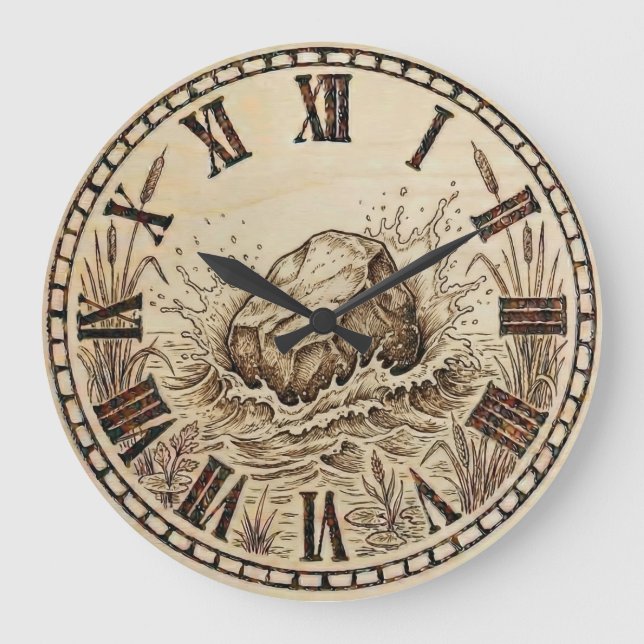 Grande Horloge Ronde  Stone wooden Wall Clock  (Recto)
