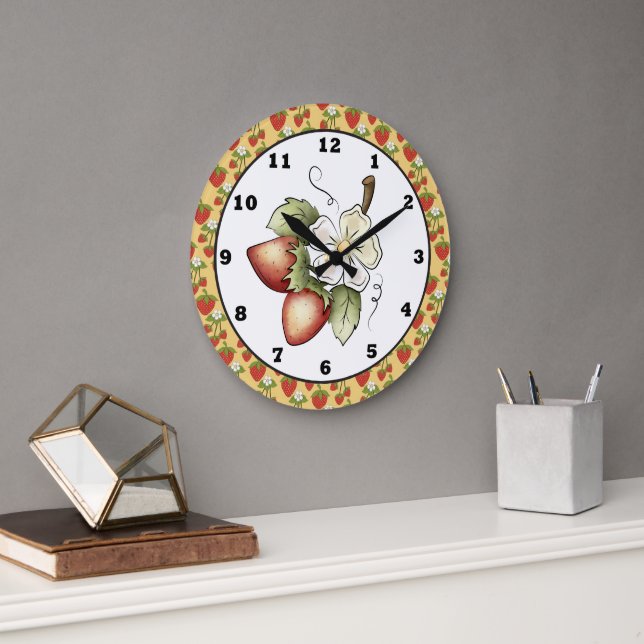Grande Horloge Ronde Strawberry Fruit Kitchen wall clock (Bureau)