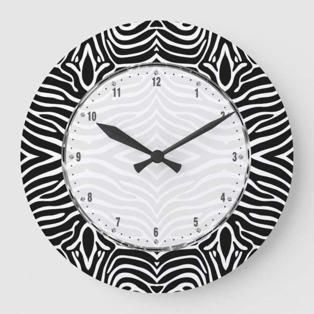 Grande Horloge Ronde Stripes de Black And White (Recto)