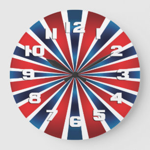 Grande Horloge Ronde Stripes de Red White and Blue Sunburst
