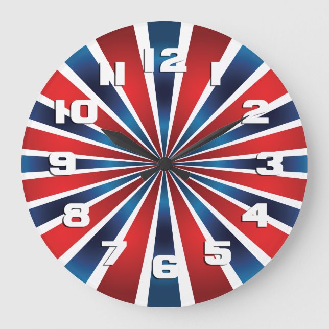 Grande Horloge Ronde Stripes de Red White and Blue Sunburst (Recto)