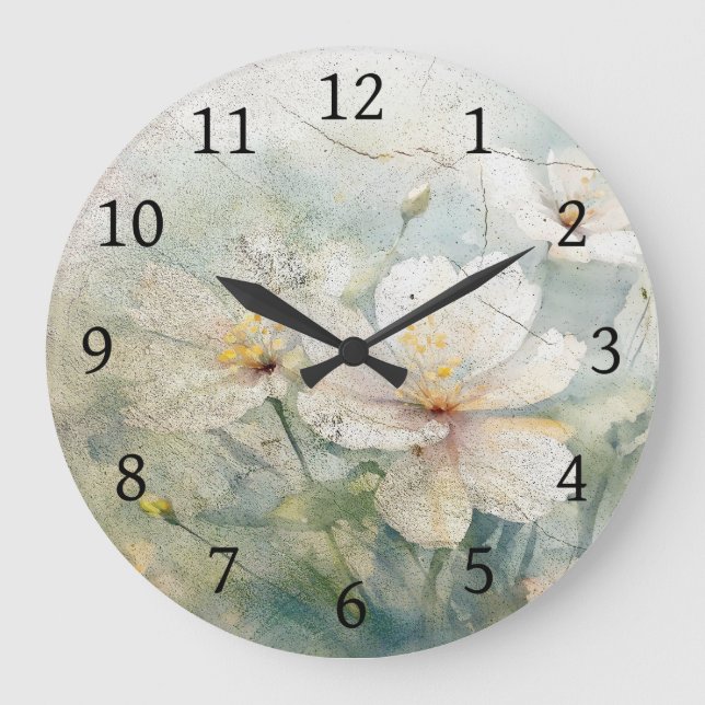 Grande Horloge Ronde Style ancien Fleurs florales Design 339 (Recto)