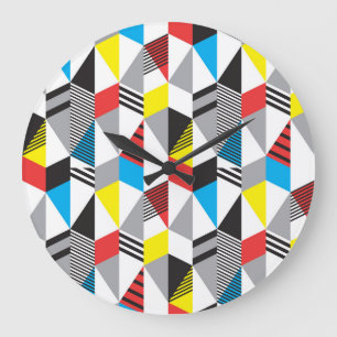 Grande Horloge Ronde Style Bauhaus rétro : Abstrait sans couture