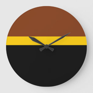 Grande Horloge Ronde Style de bloc de couleur Brown jaune